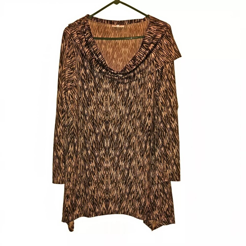 Fashion Bug Women's Casual Lightweight Plus Size 0x Leopard Print Blouse Top